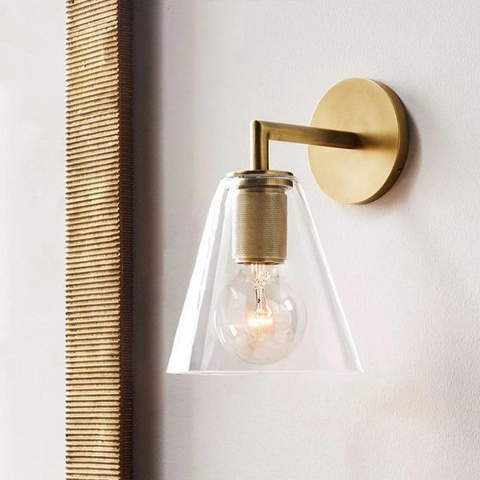 Wall Sconce with Brushed Brass Finish and Art Deco Shade Options