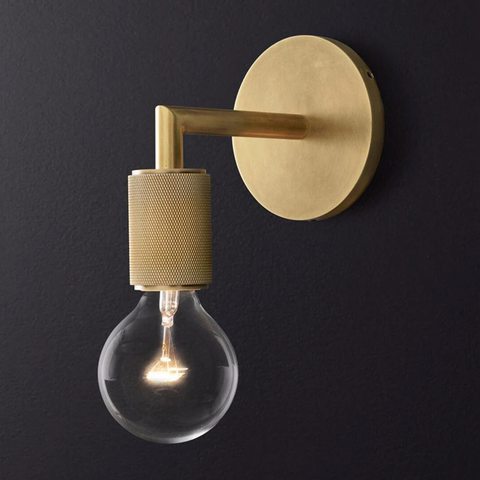 Wall Sconce with Brushed Brass Finish and Art Deco Shade Options