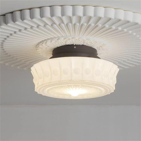 Glass Ceiling Light with Vintage Round Shade