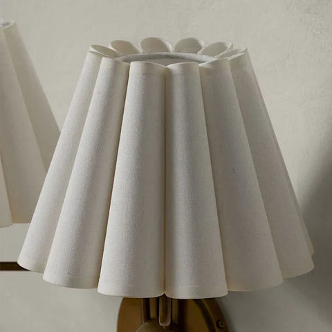 Art Deco Wall Sconce with Twin Fabric Shades and Metal Frame