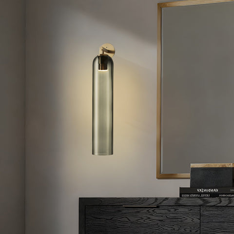 Cylindrical Glass LED Wall Sconce for Bedroom and Hallway Lighting
