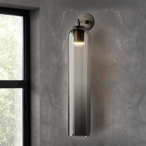 Cylindrical Glass LED Wall Sconce for Bedroom and Hallway Lighting
