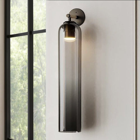 Cylindrical Glass LED Wall Sconce for Bedroom and Hallway Lighting