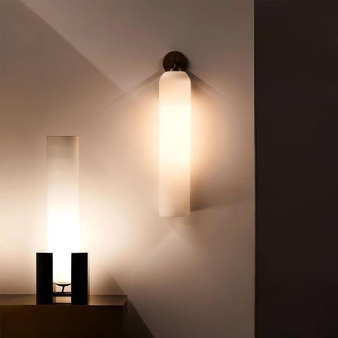 Cylindrical Glass LED Wall Sconce for Bedroom and Hallway Lighting