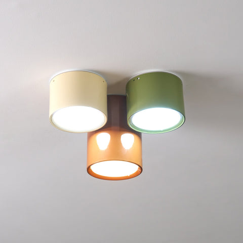Three-Light Cylinder LED Ceiling Fixture for Kids' Rooms and Hallways