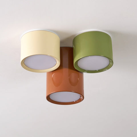 Three-Light Cylinder LED Ceiling Fixture for Kids' Rooms and Hallways