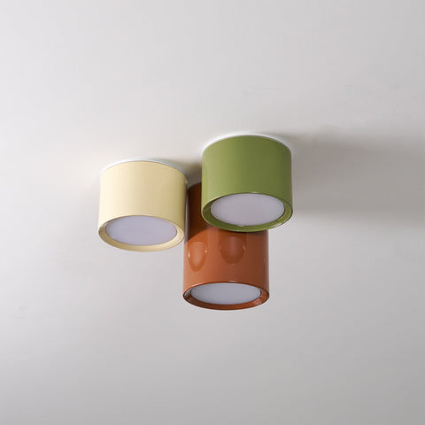 Three-Light Cylinder LED Ceiling Fixture for Kids' Rooms and Hallways