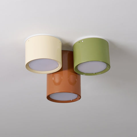 Three-Light Cylinder LED Ceiling Fixture for Kids' Rooms and Hallways