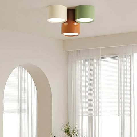 Three-Light Cylinder LED Ceiling Fixture for Kids' Rooms and Hallways