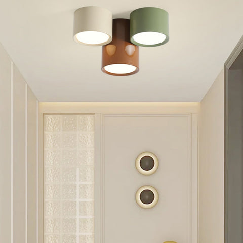 Three-Light Cylinder LED Ceiling Fixture for Kids' Rooms and Hallways