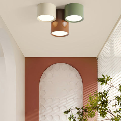 Three-Light Cylinder LED Ceiling Fixture for Kids' Rooms and Hallways