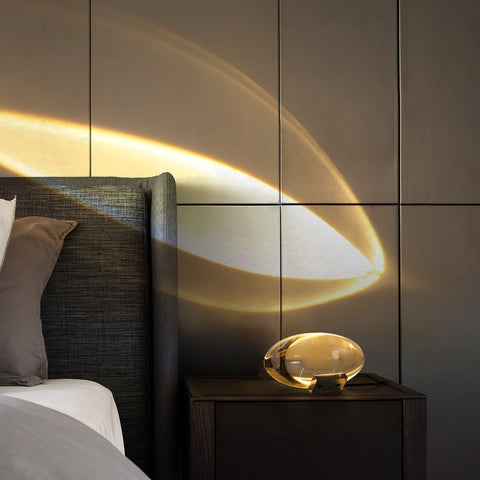 Crystal Projection Table Lamp for Bedside Mood and Accent Lighting