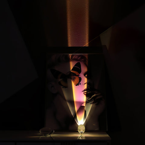 Crystal Projection Table Lamp for Bedside Mood and Accent Lighting