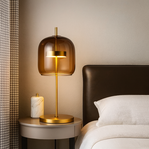 Glass Dome LED Table Lamp for Bedside and Living Room Accent Lighting