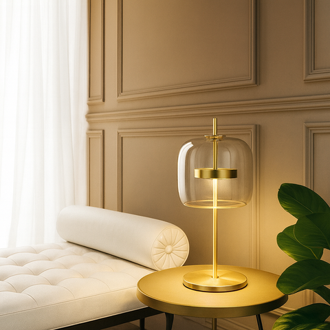 Glass Dome LED Table Lamp for Bedside and Living Room Accent Lighting