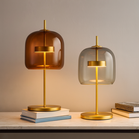 Glass Dome LED Table Lamp for Bedside and Living Room Accent Lighting