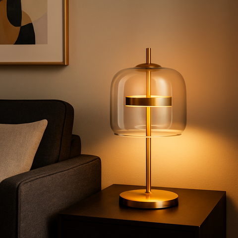Glass Dome LED Table Lamp for Bedside and Living Room Accent Lighting