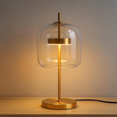 Glass Dome LED Table Lamp for Bedside and Living Room Accent Lighting