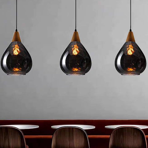 Textured Glass Teardrop Pendant Light for Kitchen Island Lighting