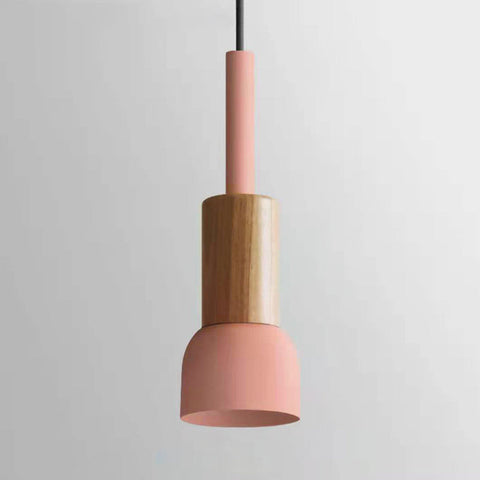 Scandinavian Wood Pendant Light with Modern Iron Shade for Ambient Lighting