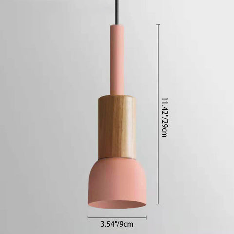 Scandinavian Wood Pendant Light with Modern Iron Shade for Ambient Lighting