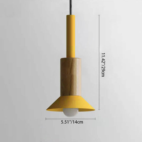 Scandinavian Wood Pendant Light with Modern Iron Shade for Ambient Lighting