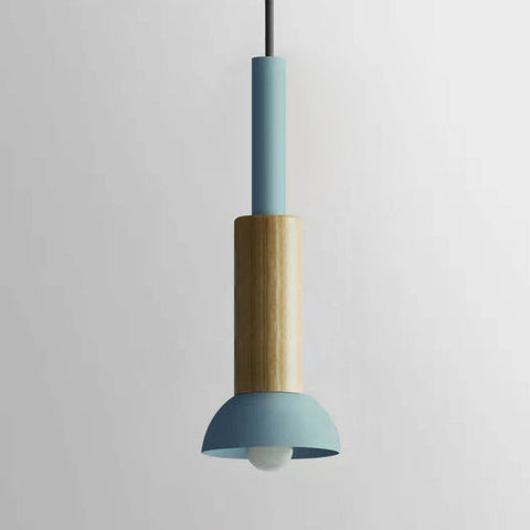Scandinavian Wood Pendant Light with Modern Iron Shade for Ambient Lighting