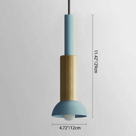 Scandinavian Wood Pendant Light with Modern Iron Shade for Ambient Lighting