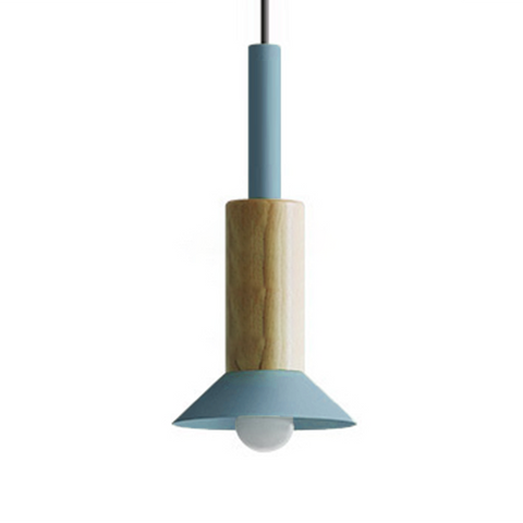 Scandinavian Wood Pendant Light with Modern Iron Shade for Ambient Lighting