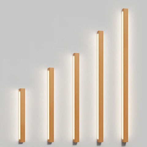 Solid Wood Linear LED Wall Sconce with Warm Accent Lighting