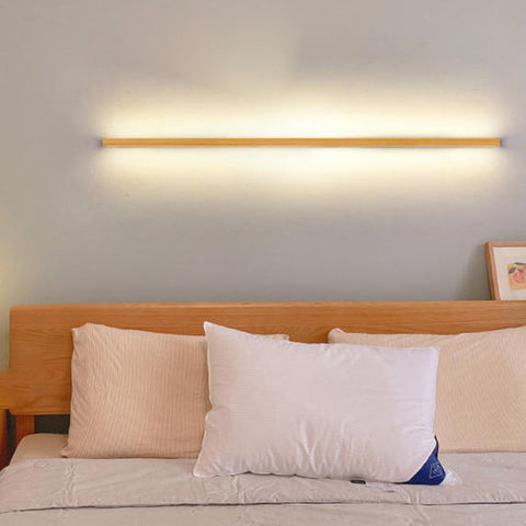 Solid Wood Linear LED Wall Sconce with Warm Accent Lighting