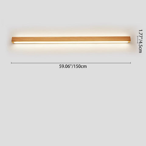 Solid Wood Linear LED Wall Sconce with Warm Accent Lighting