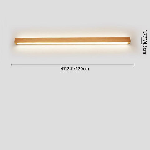 Solid Wood Linear LED Wall Sconce with Warm Accent Lighting