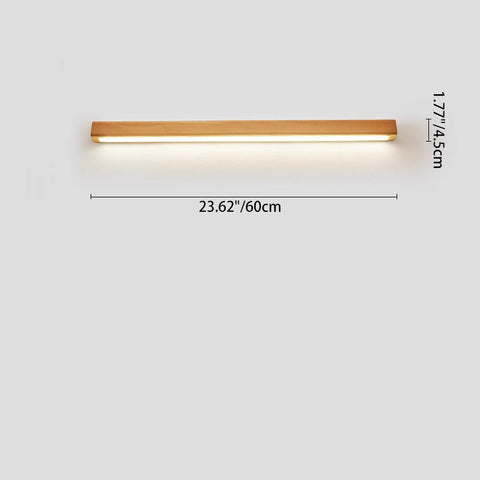 Solid Wood Linear LED Wall Sconce with Warm Accent Lighting