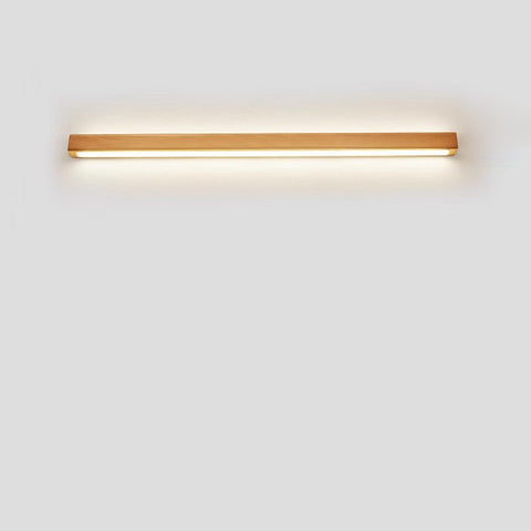 Solid Wood Linear LED Wall Sconce with Warm Accent Lighting