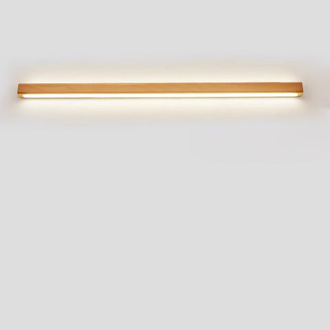 Solid Wood Linear LED Wall Sconce with Warm Accent Lighting