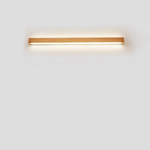 Solid Wood Linear LED Wall Sconce with Warm Accent Lighting
