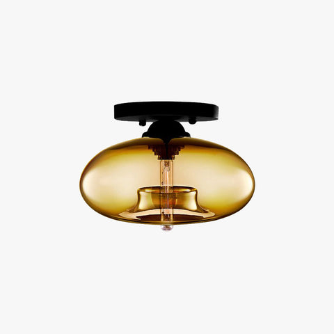 Smoked Glass Globe Flush Mount Light for Bedroom Ceiling Lighting