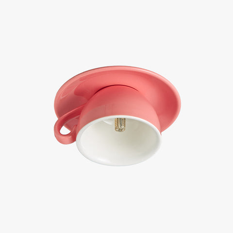 Ceramic Cup Flush Mount Ceiling Light for Bedrooms and Living Rooms