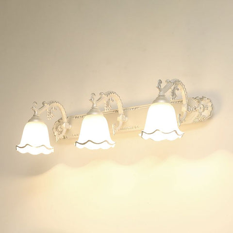 Classic Ornate Wall Sconce with Glass Shades and E14 Bulb Sockets for Interiors