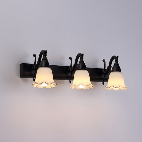 Rustic Glass Shade Bathroom Wall Light Fixture