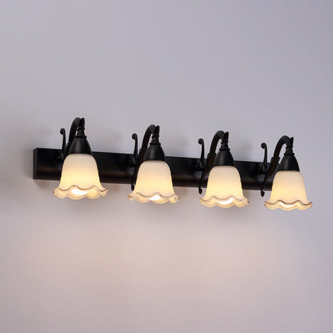 Rustic Glass Shade Bathroom Wall Light Fixture