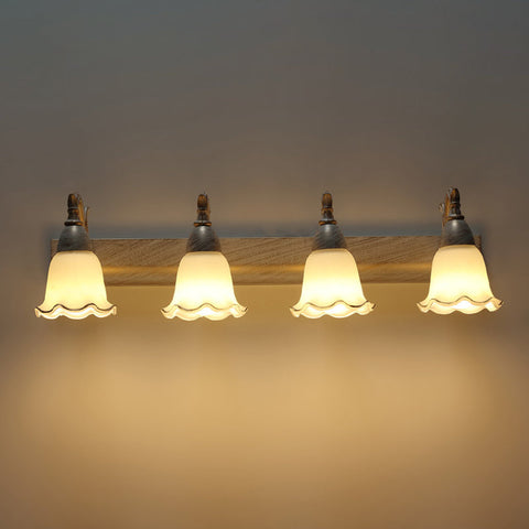 Rustic Glass Shade Bathroom Wall Light Fixture