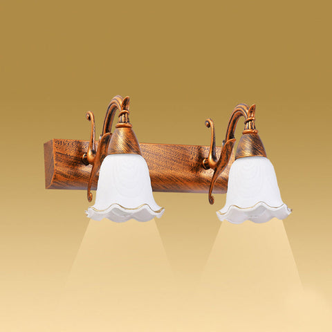 Rustic Glass Shade Bathroom Wall Light Fixture