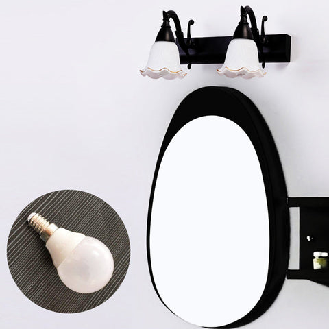 Rustic Glass Shade Bathroom Wall Light Fixture