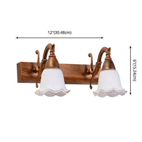 Rustic Glass Shade Bathroom Wall Light Fixture