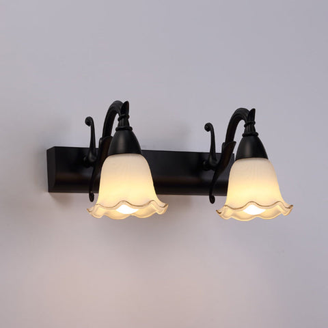 Rustic Glass Shade Bathroom Wall Light Fixture