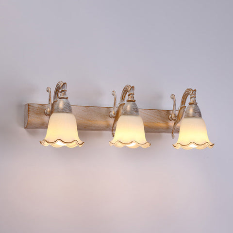 Rustic Glass Shade Bathroom Wall Light Fixture