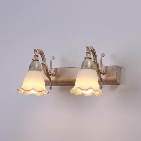 Rustic Glass Shade Bathroom Wall Light Fixture