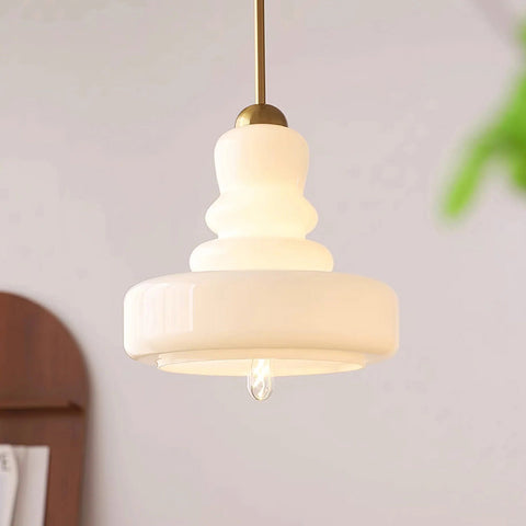 Glass Gourd Pendant Light with Tiered Shade